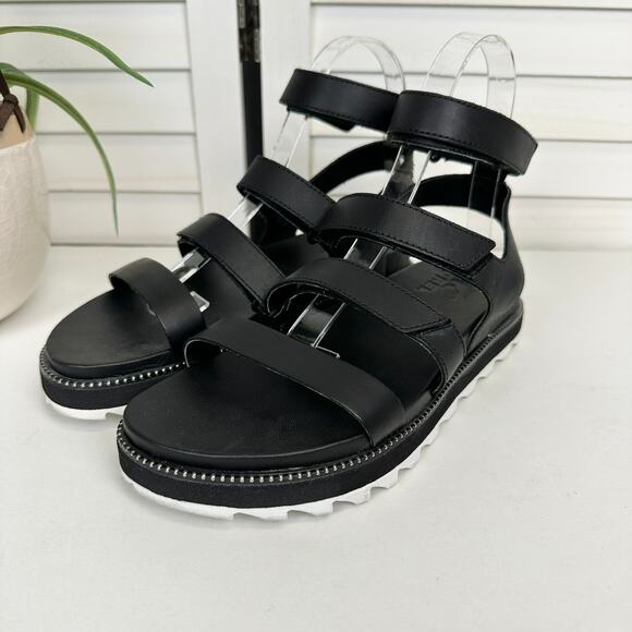 Sorel Black Roaming Multi Strap Leather Sandals Chunky Flatform Shoes Size‎ 7 - Picture 1 of 9